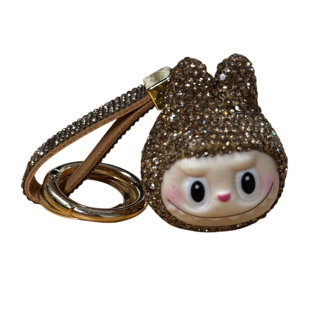 Labubu Sparkle Pave Keychain Charm Black Crystal Bag Accessory Cute